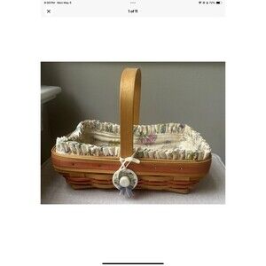 Longaberger Early Blossoms 20002 Mother's Day Basket w/Bonnet Tie on, Liner